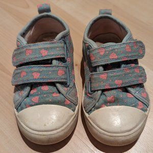 Joe Fresh Green & Pink Heart Summer Shoes - Infant Girl Size 7, Sweet & Well-Lov